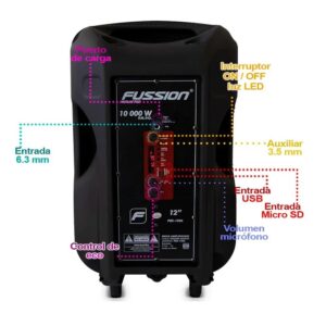 Bocina Portátil Fussion 12″ PBS-1006 12,000 PMPO