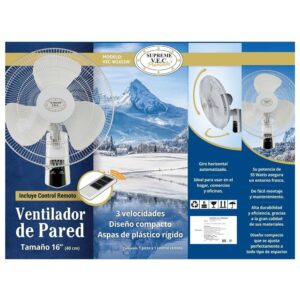 Ventilador de Pared VEC de 16″ Modelo VEC-W1655W Color Blanco PREMIUM